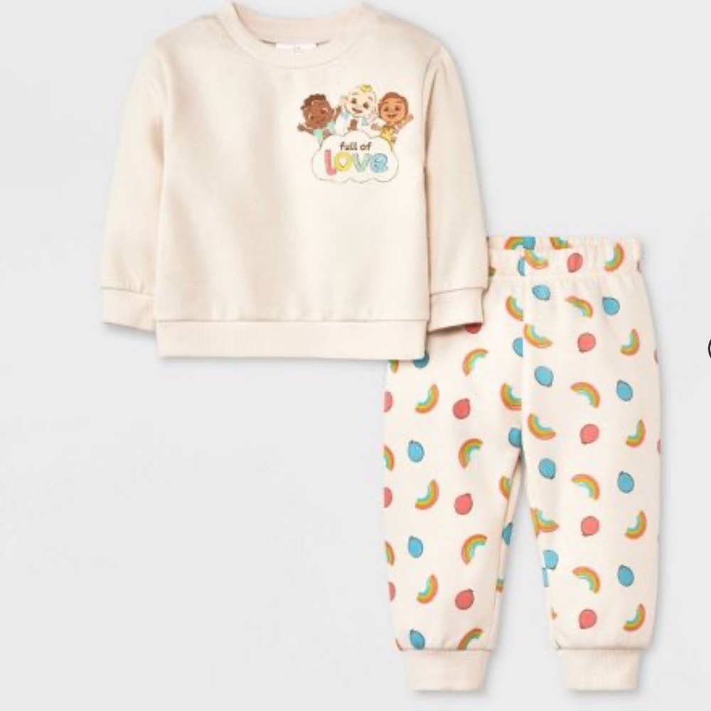 Baby Cocomelon Top and Bottom Set - Cream 0-3months